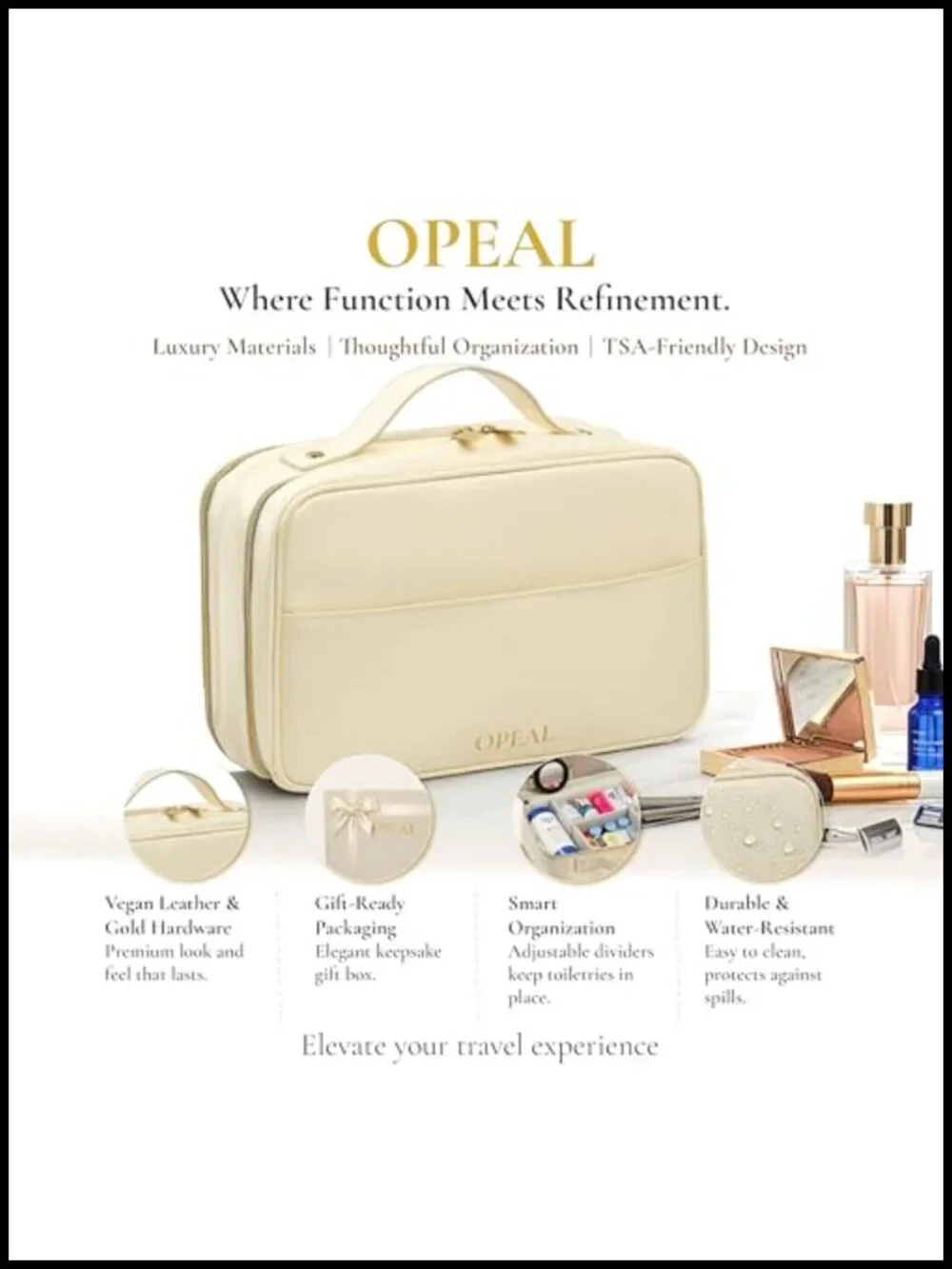 2-in-1 Travel Makeup Toiletry Organizer with Flexible Compartments, Clear TSA